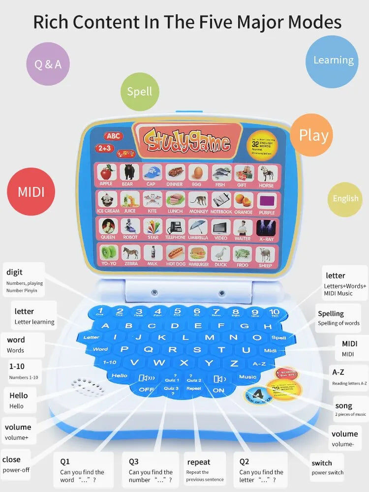Kids Simulation Laptop – Portable Learning Typewriter for Ages 3–12