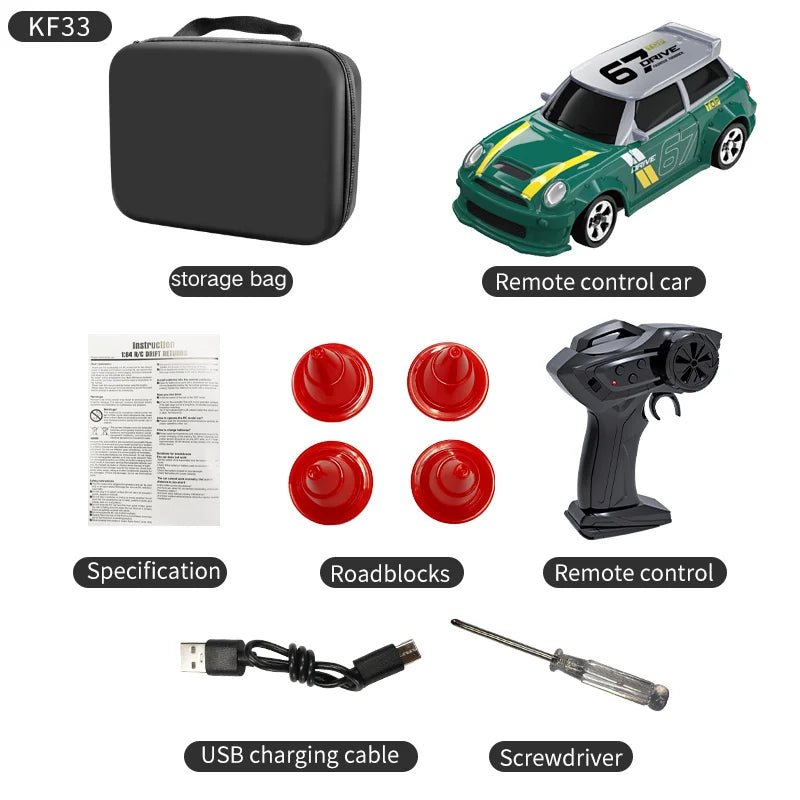 KF20 1:64 Mini Drift RC Car – 4-Wheel Remote Control Desk Racing Toy
