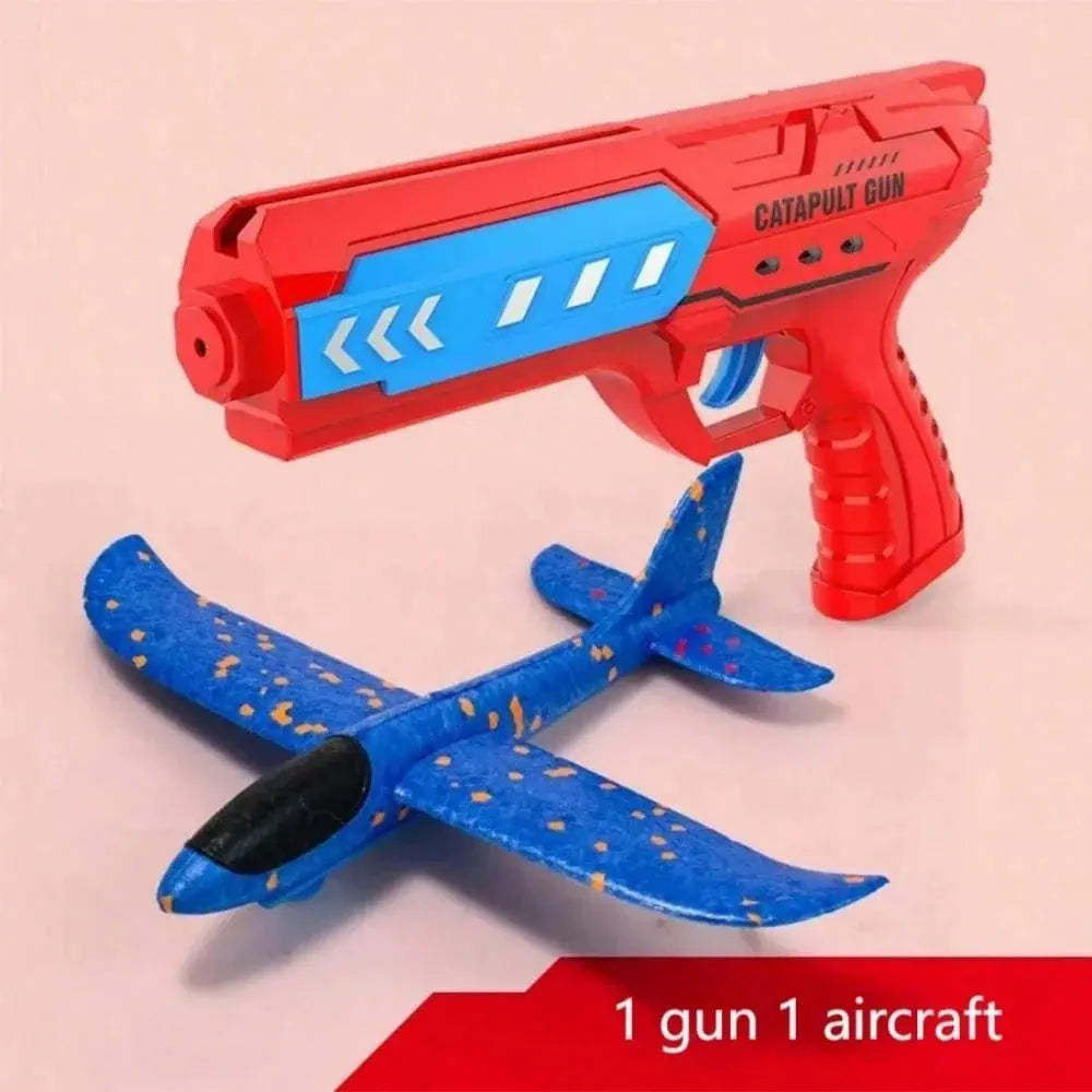 Foam Catapult Planes – Outdoor Glider Launch Set – Large gun red