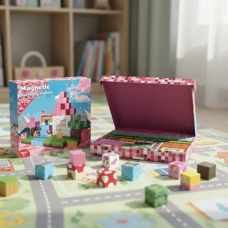 Rainbow Forest Magnetic Tiles 100pcs – 3D STEM Building Set for Kids