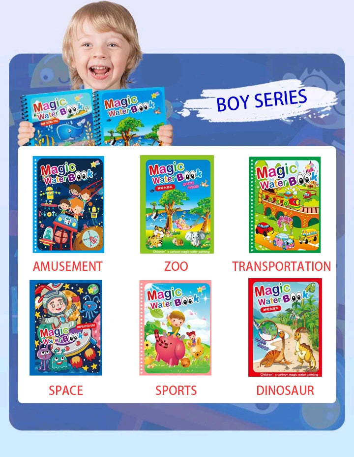 Magic Water Drawing Book – Reusable Montessori Coloring Toy for Kids