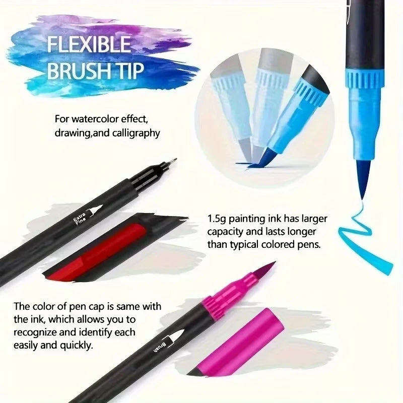 Vibrant Double-Ended Watercolor Markers – 24-Color Art Set