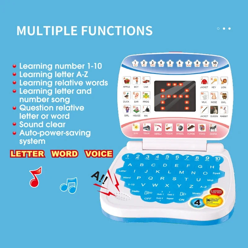 English Learning Laptop Toy – ABC, Numbers & Music for Kids 3+