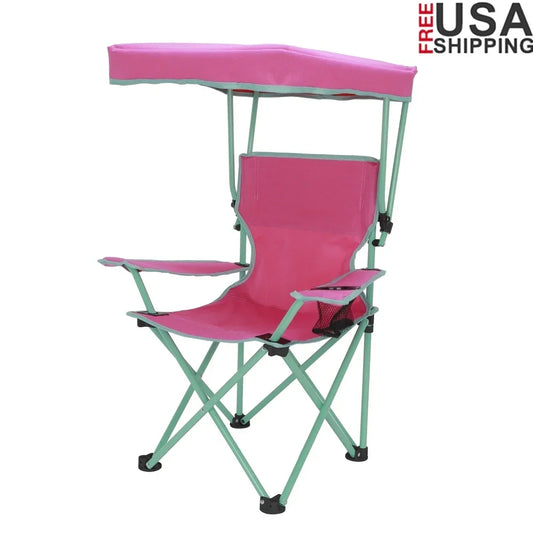 Kids Canopy Camp Chair with Adjustable Sunshade & Safety Lock