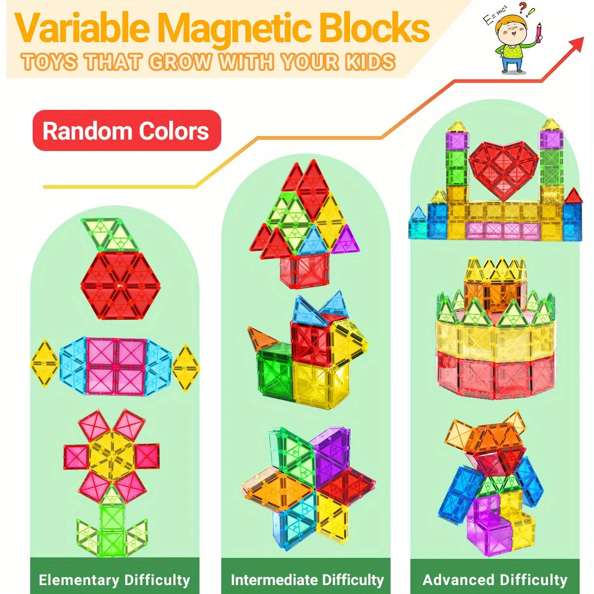 Magnetic Tiles Creativity Set – 30, 50, or 100 Pieces for Kids Ages 4-6