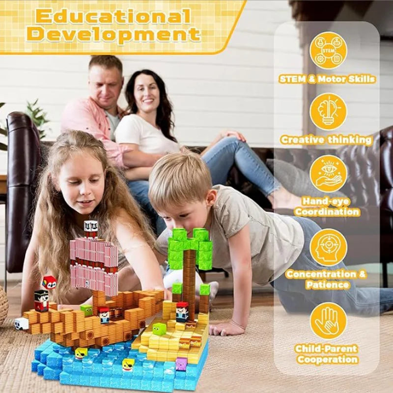 500PCS Magnetic Building Blocks Montessori STEM Educational Sensory Toys Mine World Magnet Cube Gifts For Kids Boys Girls