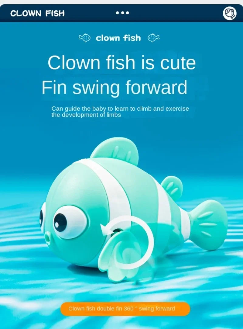 Wind-Up Clown Fish Bath Toy for Babies & Toddlers