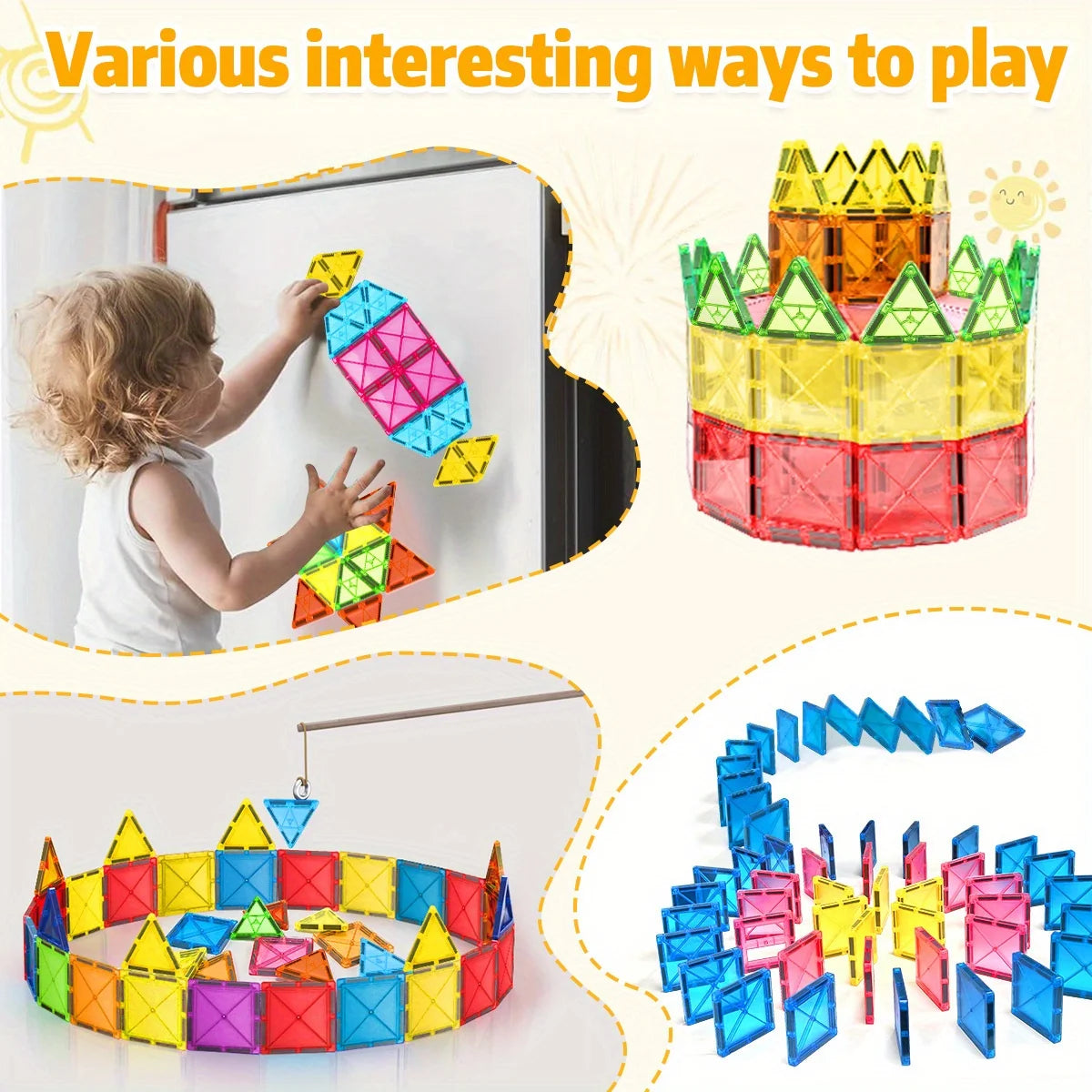 Magnetic Tiles Creativity Set – 30, 50, or 100 Pieces for Kids Ages 4-6