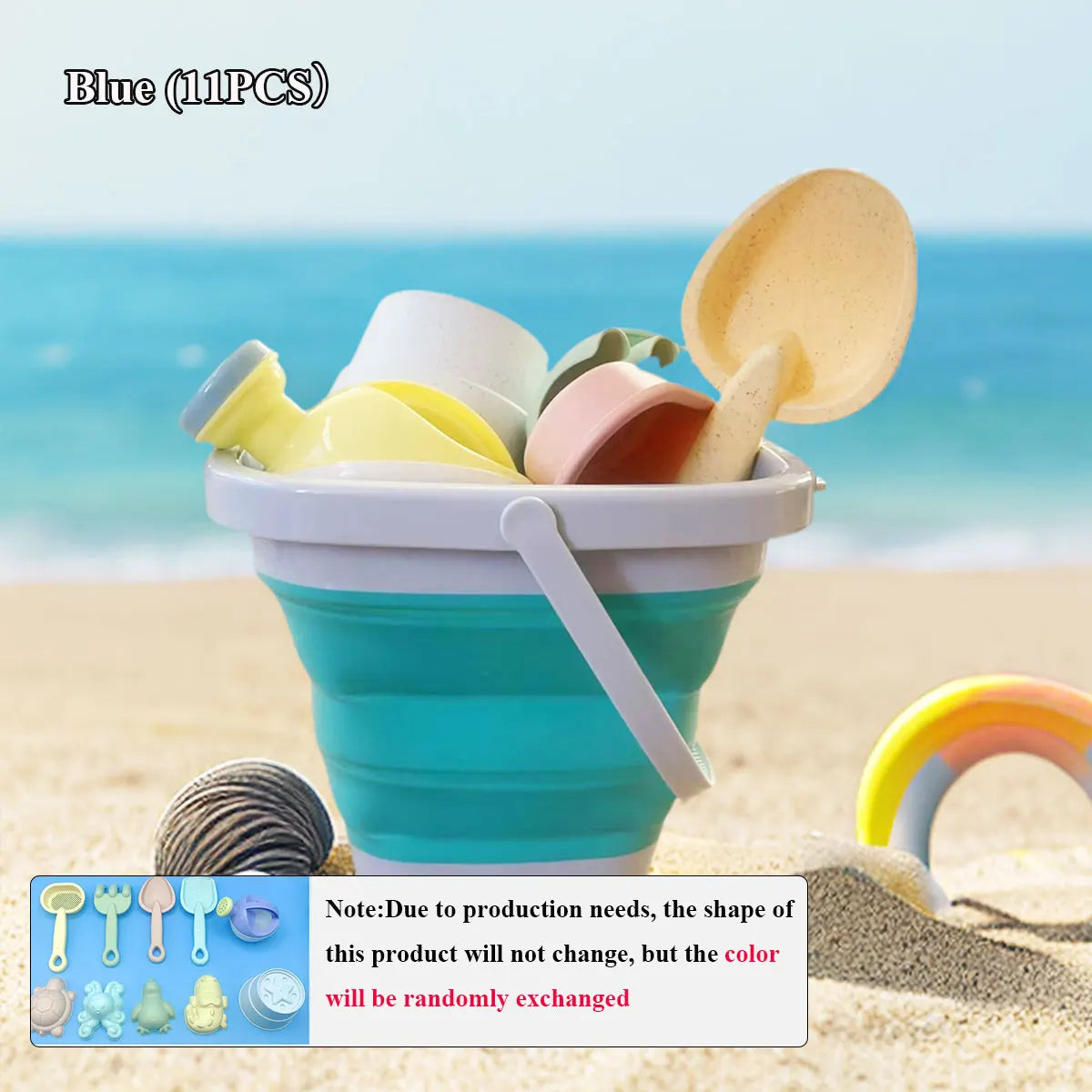 Kids Folding Bucket Sand Play Set – 1, 5 or 11 Pcs Outdoor Sandbox Kit