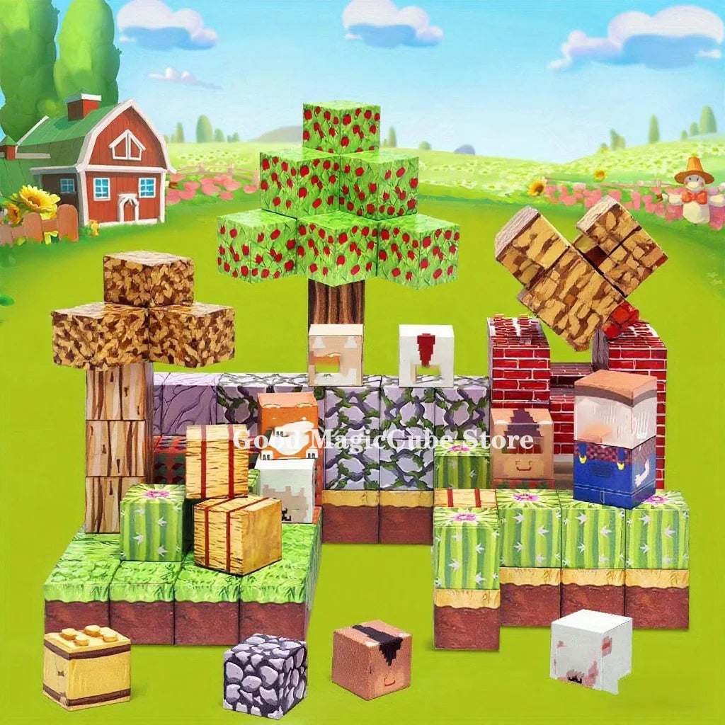 300PCS Magnetic Building Blocks World Cube Magnet World Set for Kid Age 3+ DIY Model Children Stem Best Montessori Sensory Toy