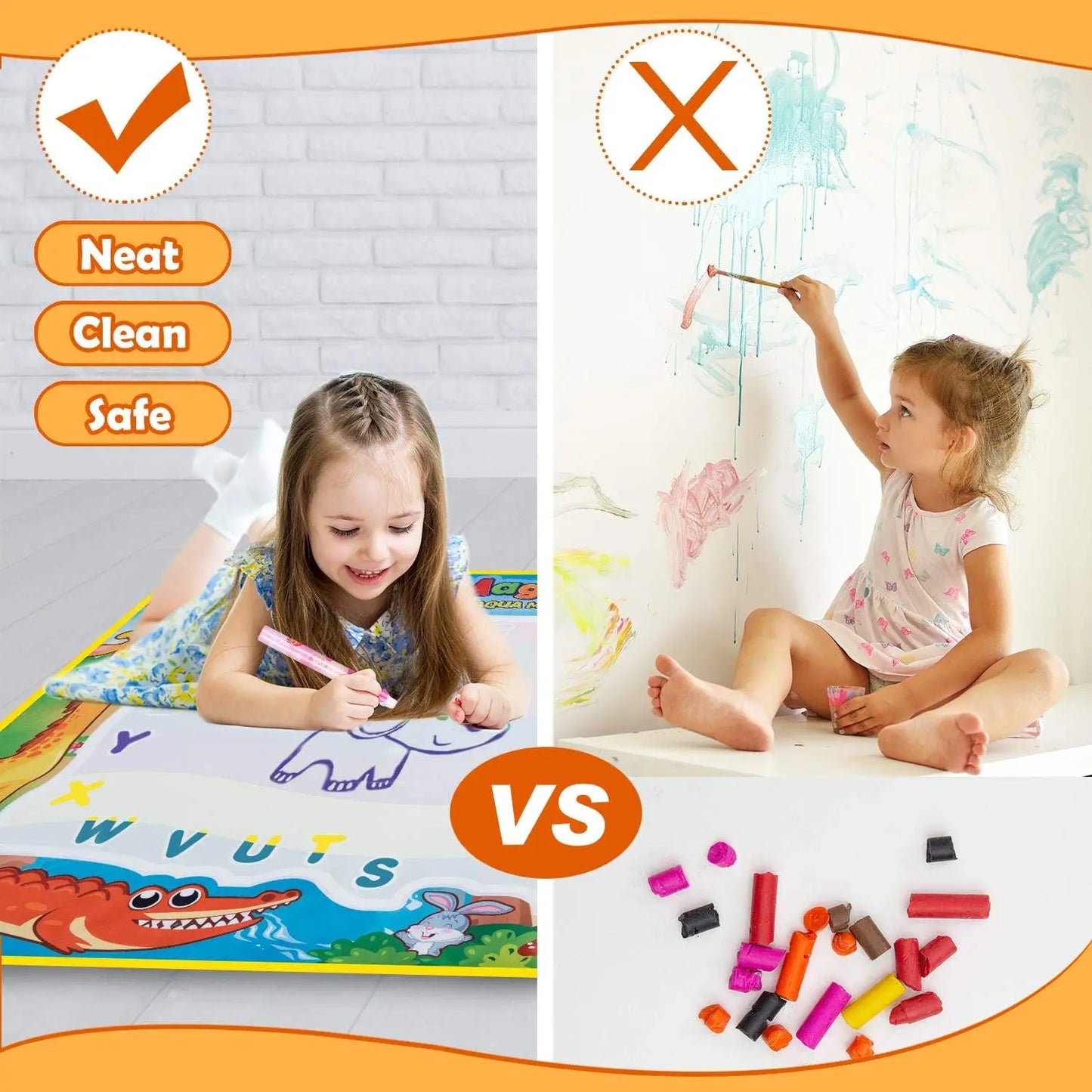 Magic Water Drawing Mat Reusable Doodle Painting Board with Pens Montessori Educational Toys for Kids Halloween Christmas Gift