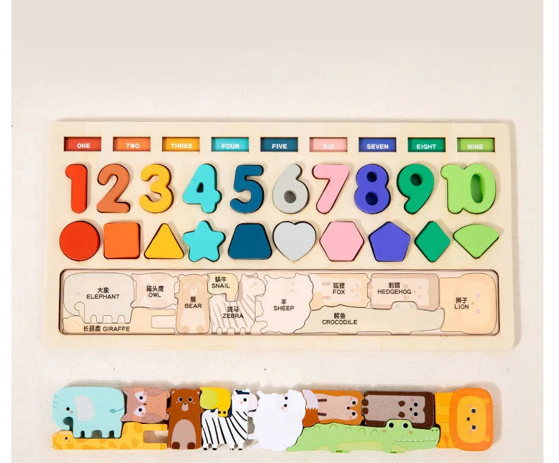 Montessori Wooden Toys Kids Busy Board Shape & Number Matching Digital Shape Educational Toys For Children Gifts TinyToyShop