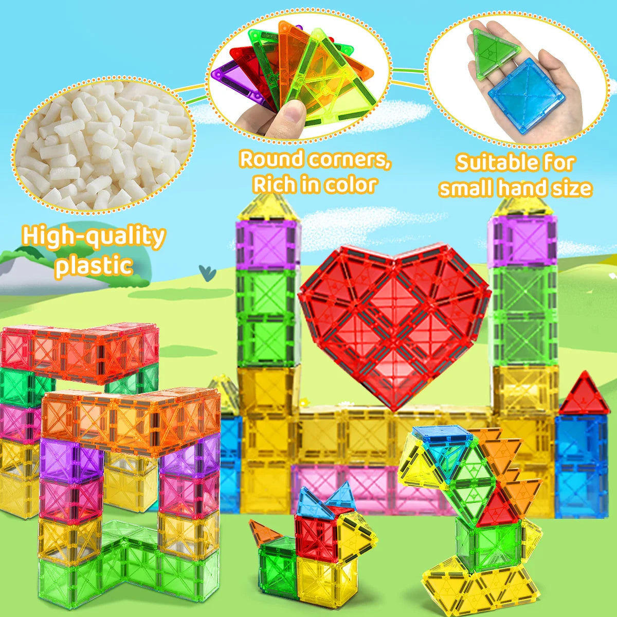 Magnetic Tiles Creativity Set – 30, 50, or 100 Pieces for Kids Ages 4-6