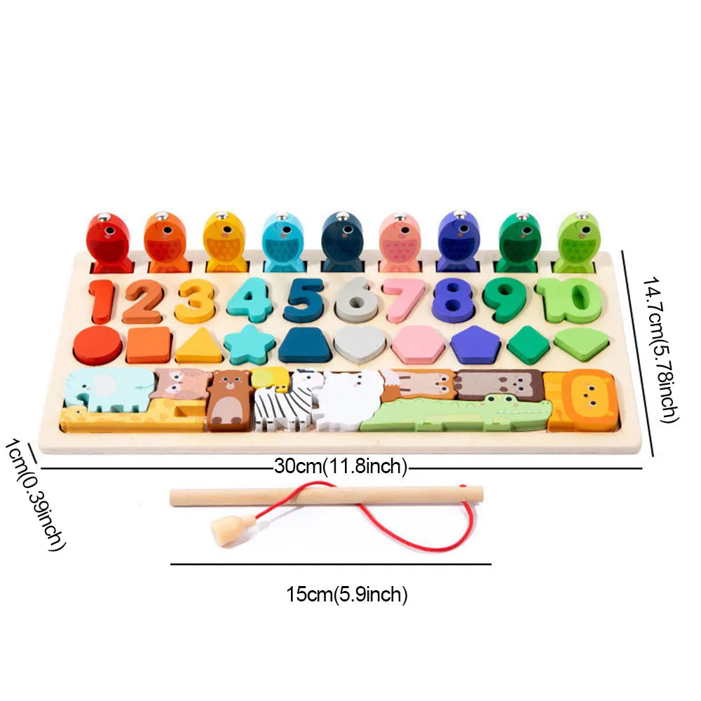 Montessori Wooden Toys Kids Busy Board Shape & Number Matching Digital Shape Educational Toys For Children Gifts TinyToyShop