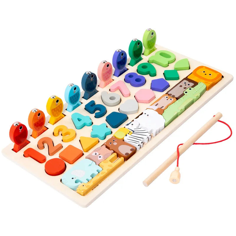 Montessori Wooden Busy Board – Shape & Number Matching Toy