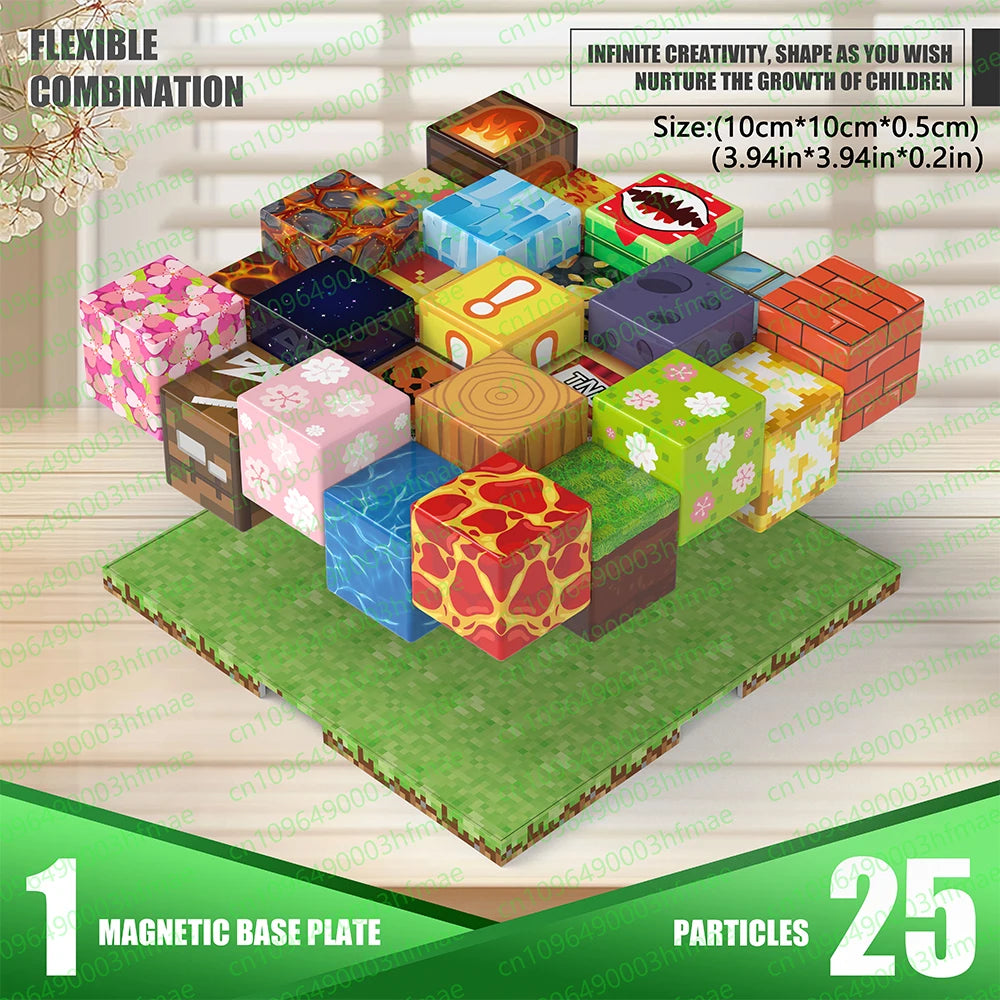 Magnetic Building Blocks Magnetic Bottom Plate Match Mine Games World Toys Gifts For Children Lawn Pond Desert Snowfield River