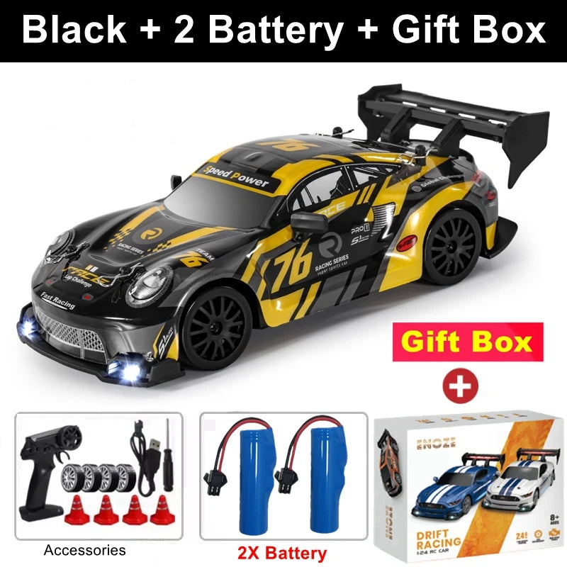4WD RC Drift Car with LED Lights – 2.4GHz High Speed Off-Road Racing Truck
