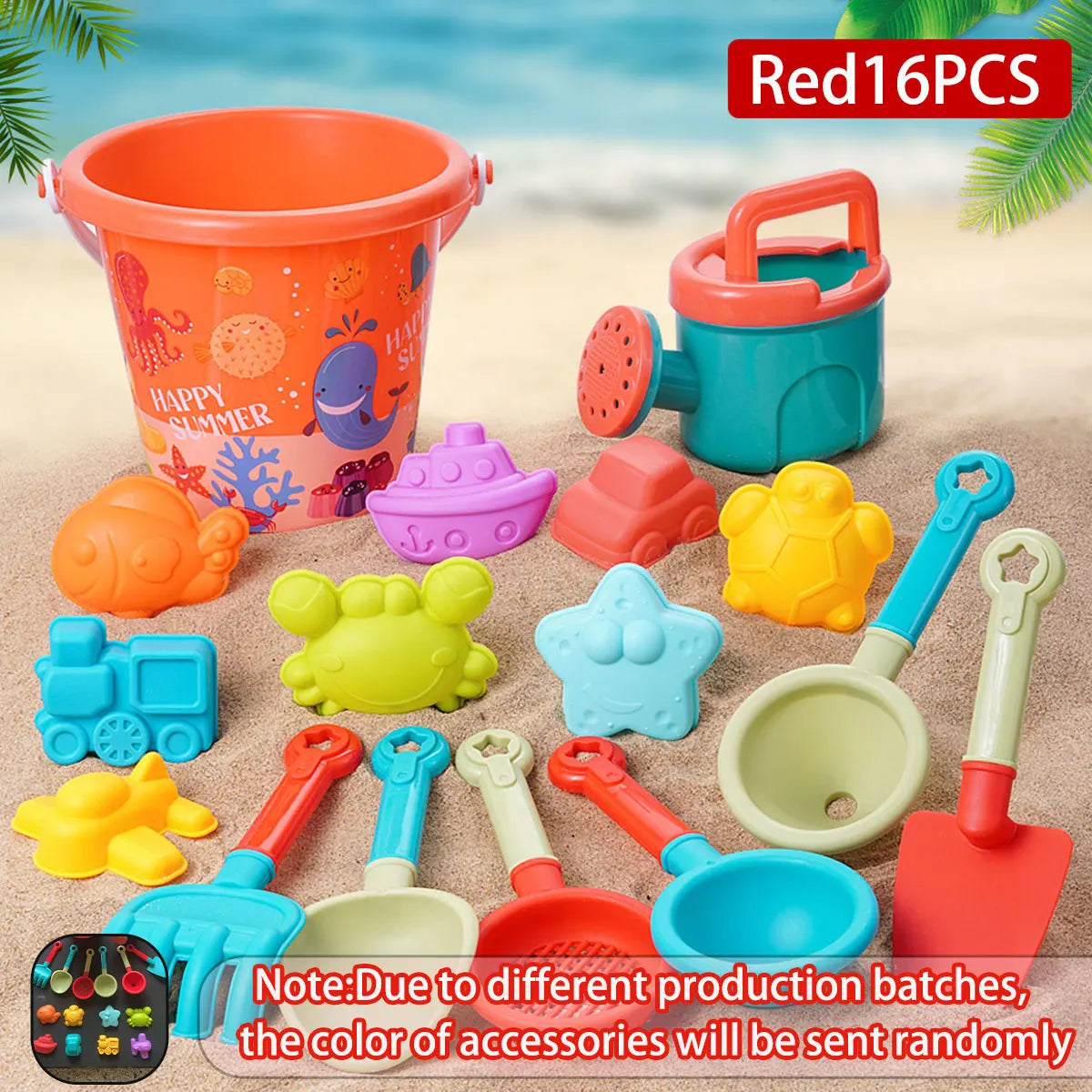 Kids Beach Sand Play Set – Bucket, Shovel & Water Tools (10/14/16 Pcs)