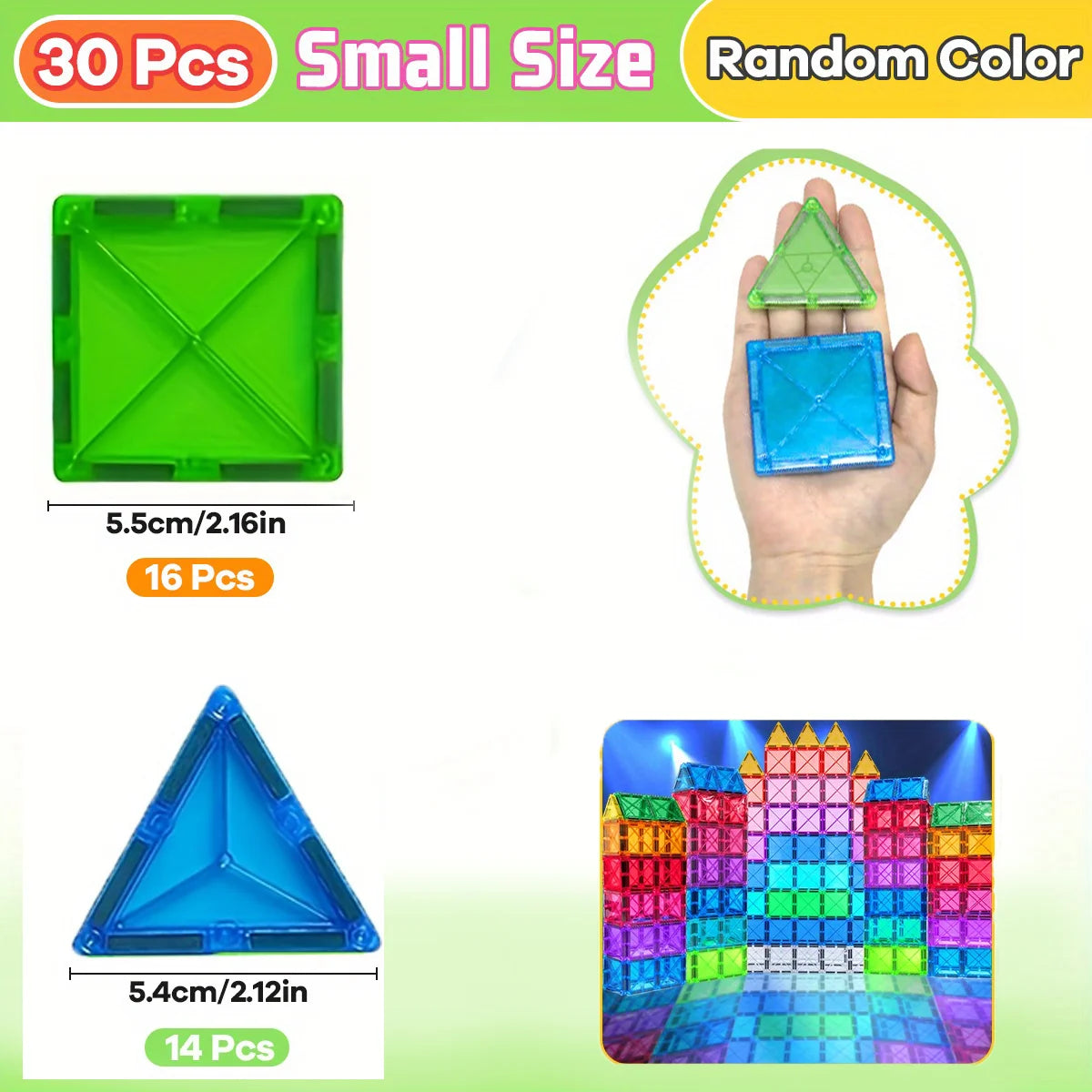 Magnetic Tiles Creativity Set – 30, 50, or 100 Pieces for Kids Ages 4-6