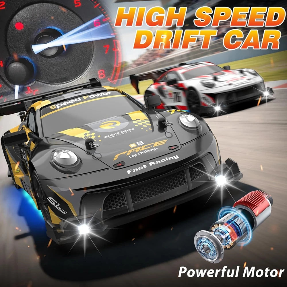 4WD RC Drift Car with LED Lights – 2.4GHz High Speed Off-Road Racing Truck