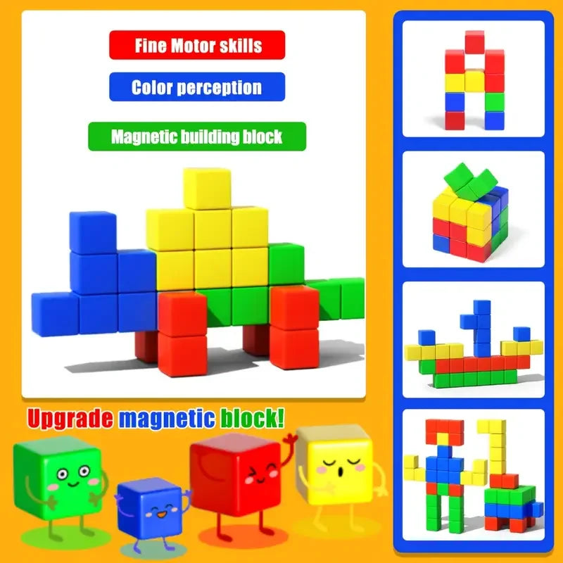 Magnetic Cube Tiles for Toddlers – 32 to 96pcs Sensory STEM Building Toy