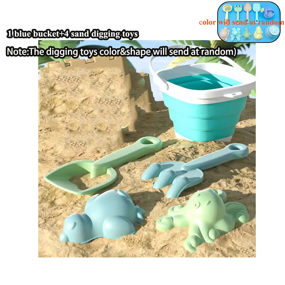 Kids Folding Bucket Sand Play Set – 1, 5 or 11 Pcs Outdoor Sandbox Kit
