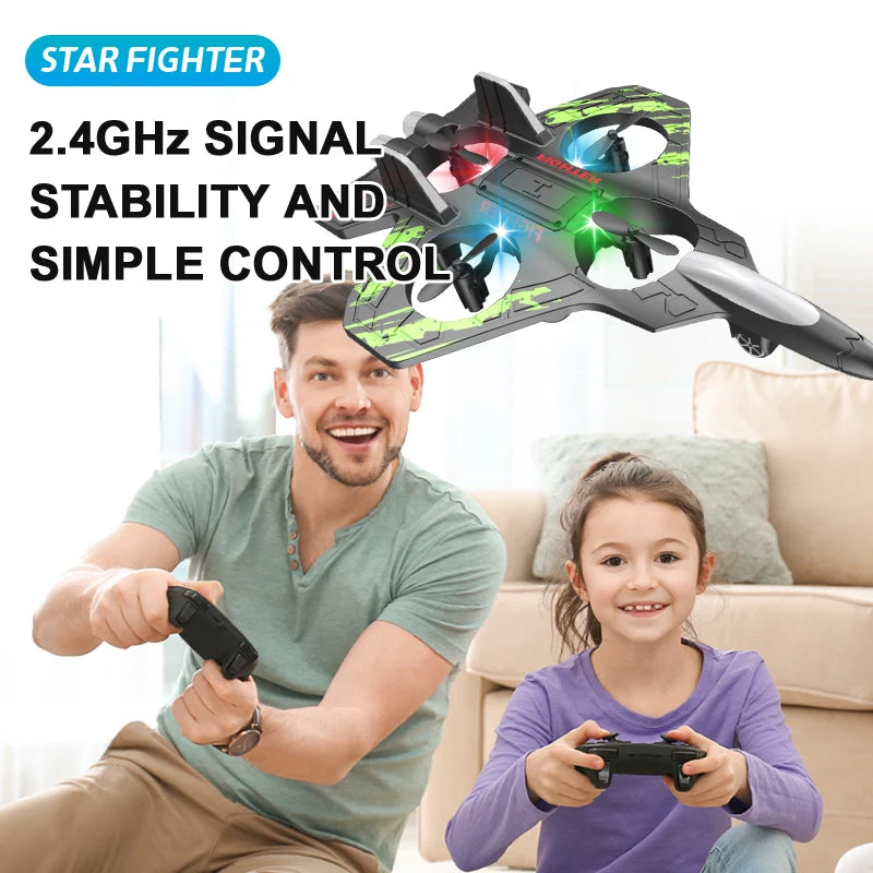 2.4G RC Stunt Helicopter with LED Lights – Foam Glider UAV for Kids & Beginners