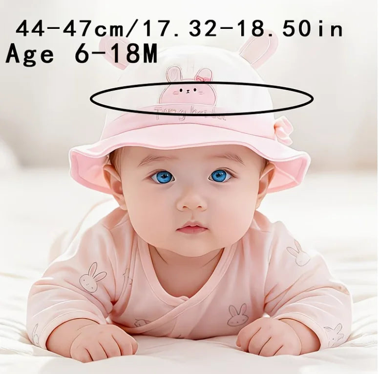 Baby Cartoon Embroidered Bucket Hat – Unisex Spring & Autumn Hat for Ages 8–24 Months
