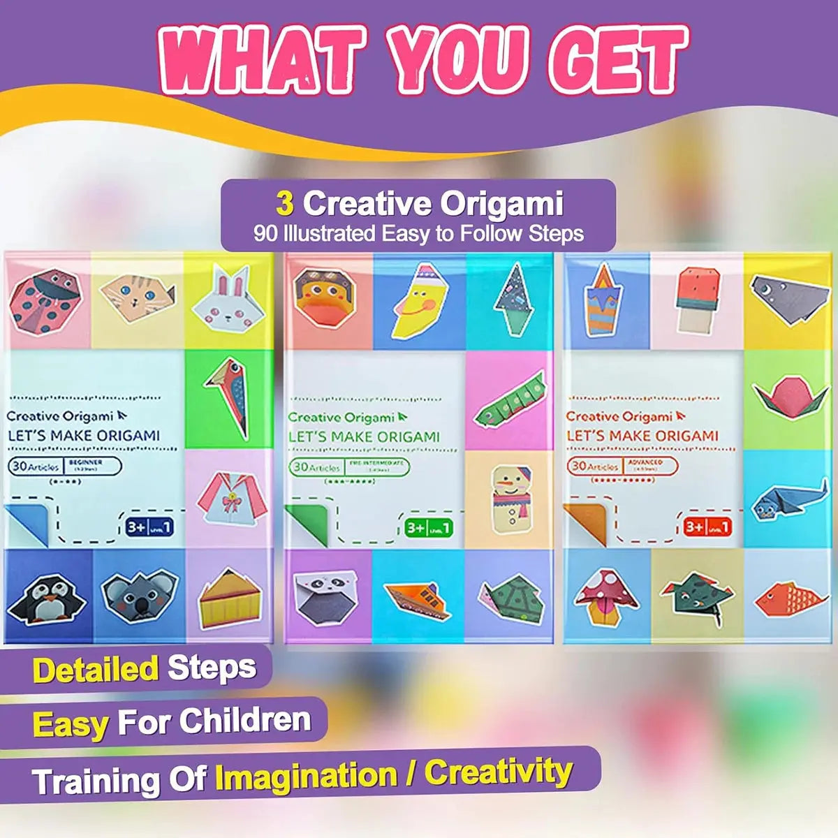 Origami Paper Craft Kit – 30 or 96 Sheets with Guide Book