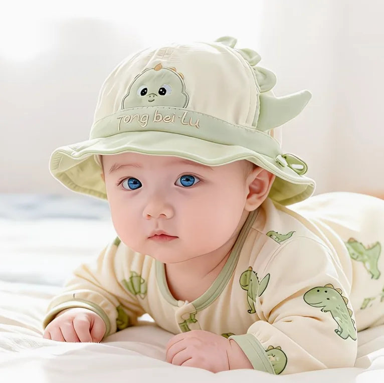 Baby Cartoon Embroidered Bucket Hat – Unisex Spring & Autumn Hat for Ages 8–24 Months