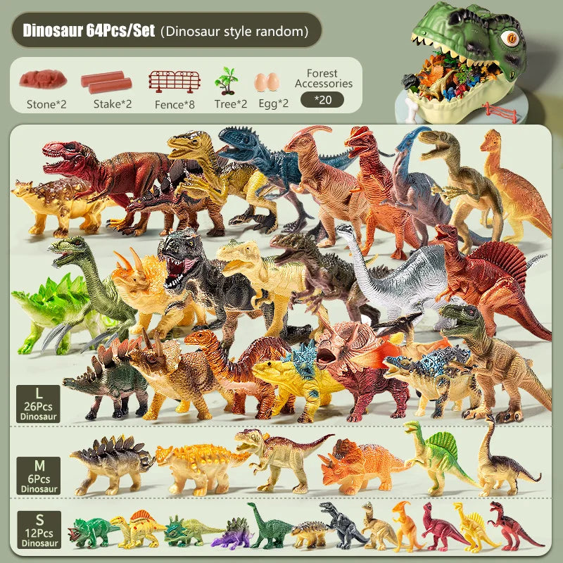 Jurassic Dinosaur World Playset – 46 to 64 Piece PVC Figures & Accessories