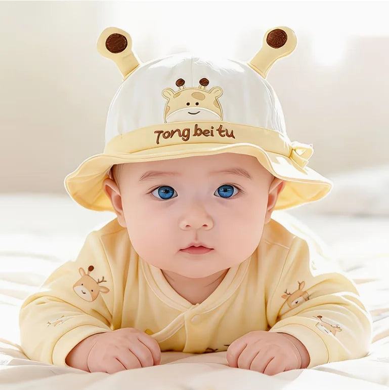 Baby Cartoon Embroidered Bucket Hat – Unisex Spring & Autumn Hat for Ages 8–24 Months