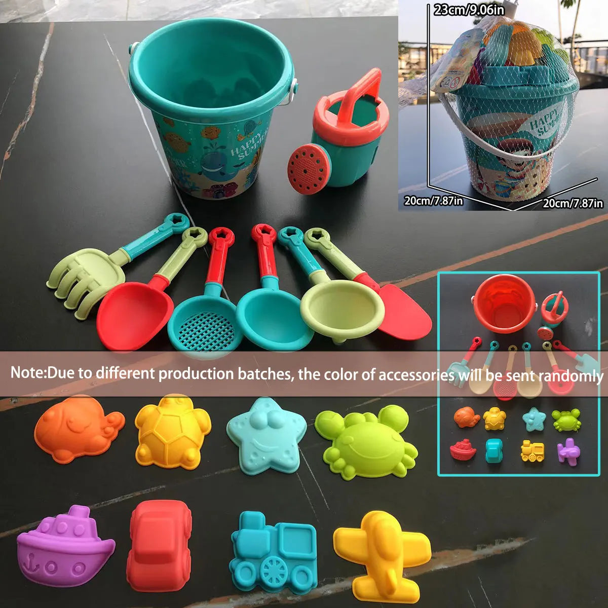 Kids Beach Sand Play Set – Bucket, Shovel & Water Tools (10/14/16 Pcs)