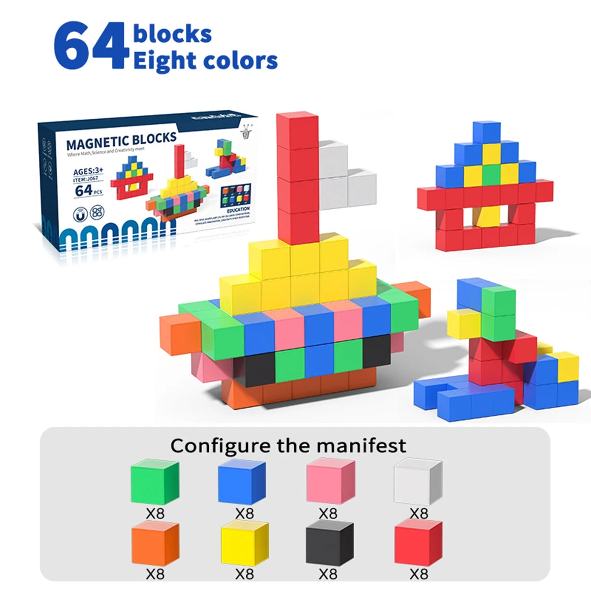 Magnetic Cube Tiles for Toddlers – 32 to 96pcs Sensory STEM Building Toy