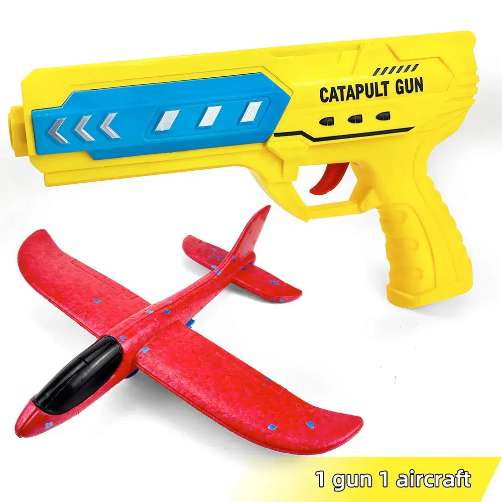 Foam Catapult Planes – Outdoor Glider Launch Set – Large gun yellow
