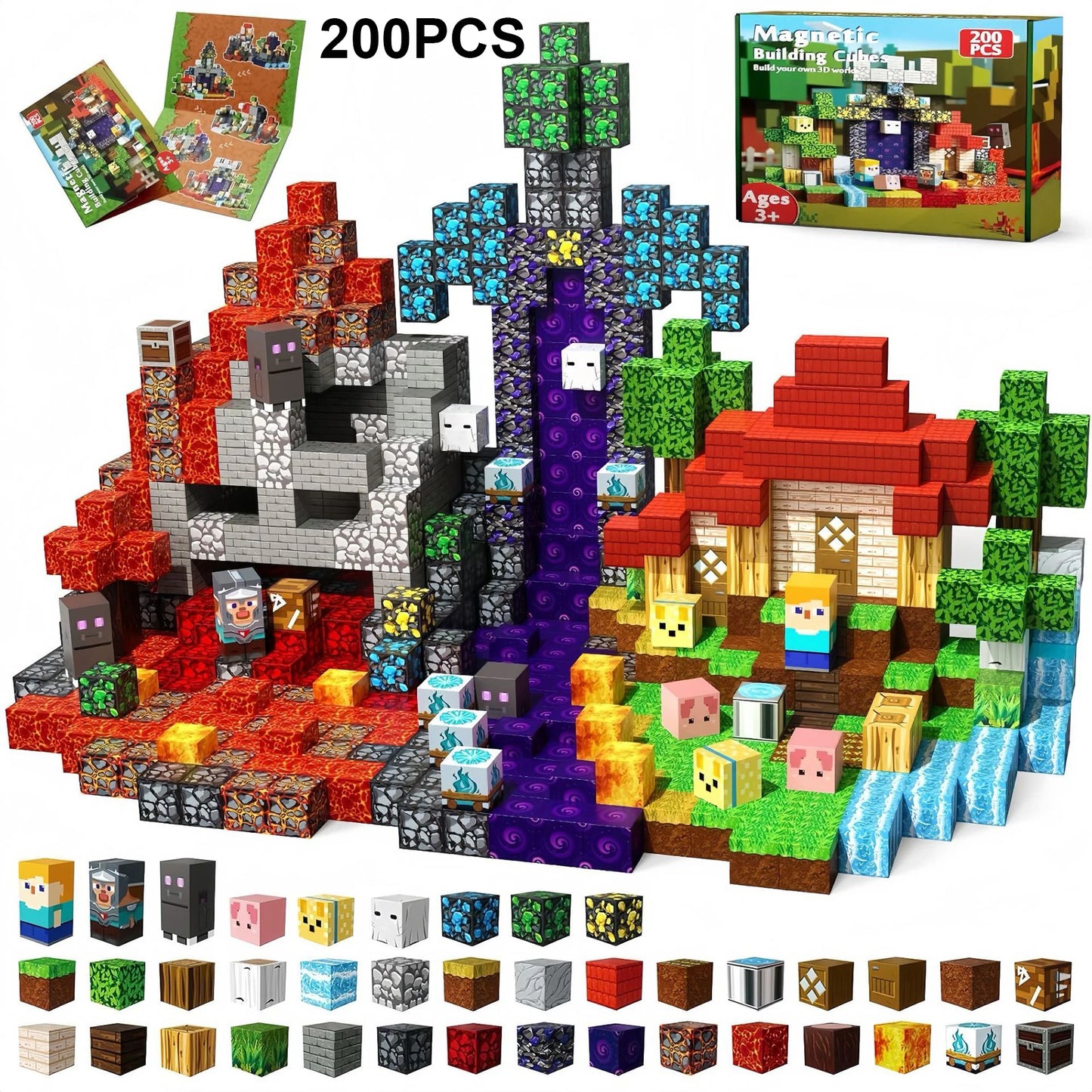 Magnetic Tiles Building Blocks Set – 100 to 300 Pieces STEM Toy for Kids