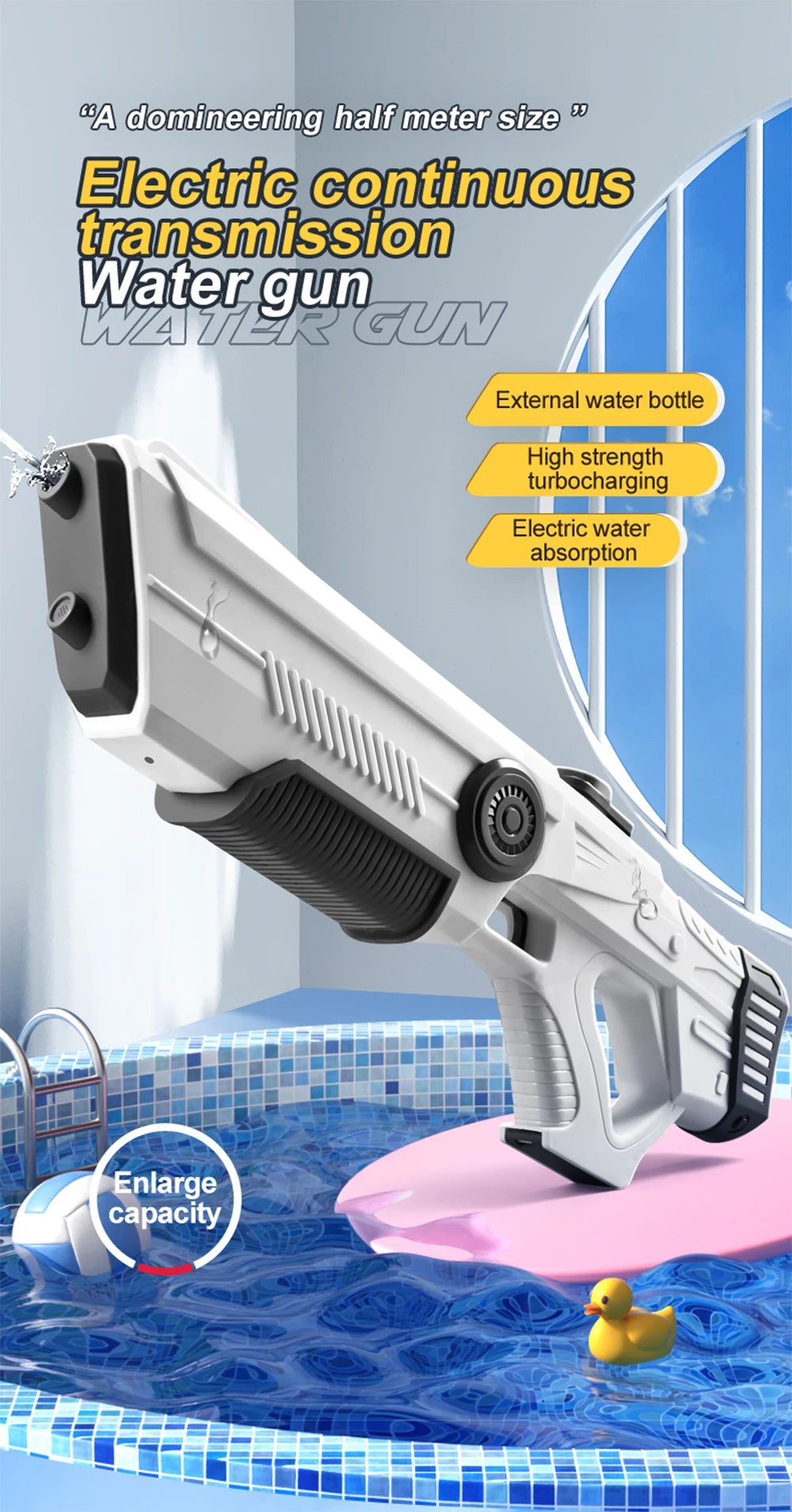 Electric Automatic Water Storage Gun Toys Portable Children Summer Beach Outdoor Fight Fantasy Spray Gun Toys Boy Kid Adult Game