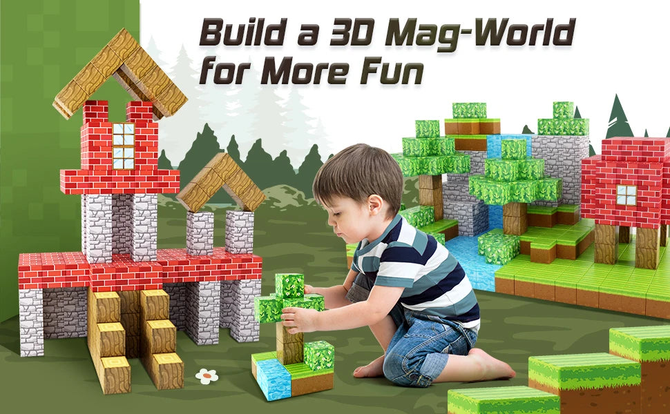 500PCS Magnetic Building Blocks Montessori STEM Educational Sensory Toys Mine World Magnet Cube Gifts For Kids Boys Girls