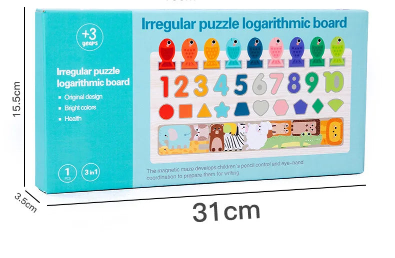 Montessori Wooden Toys Kids Busy Board Shape & Number Matching Digital Shape Educational Toys For Children Gifts TinyToyShop