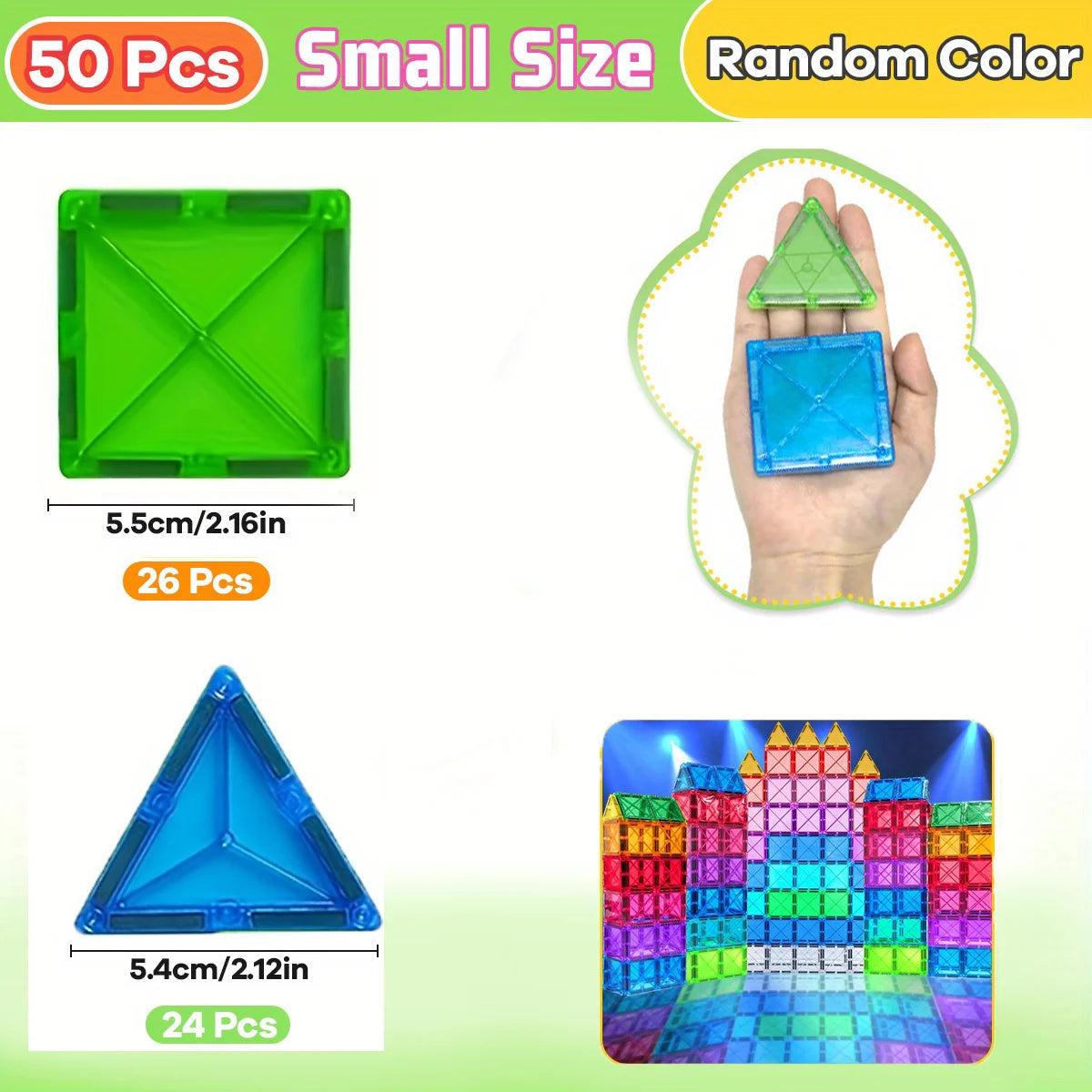 Magnetic Tiles Creativity Set – 30, 50, or 100 Pieces for Kids Ages 4-6