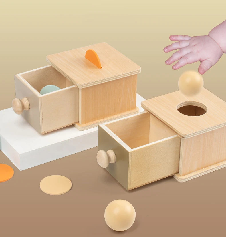 New Montessori Macaroon Color Spinning Drum Match Coin Box Permanent Box Round Rectangular Box Kids Sensory Toys for Baby Gifts