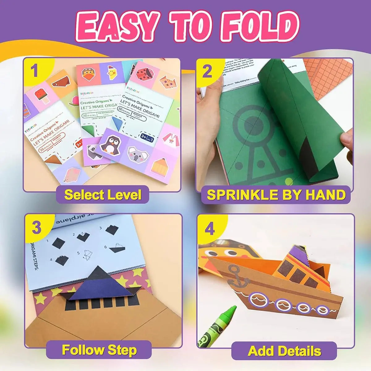 Origami Paper Craft Kit – 30 or 96 Sheets with Guide Book