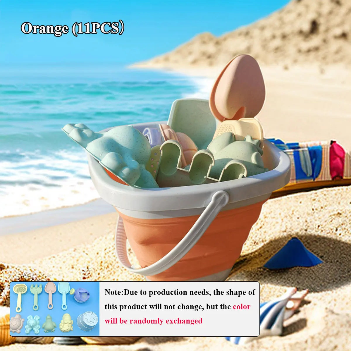Kids Folding Bucket Sand Play Set – 1, 5 or 11 Pcs Outdoor Sandbox Kit