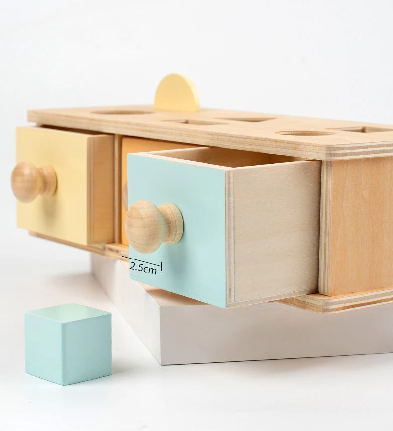 New Montessori Macaroon Color Spinning Drum Match Coin Box Permanent Box Round Rectangular Box Kids Sensory Toys for Baby Gifts