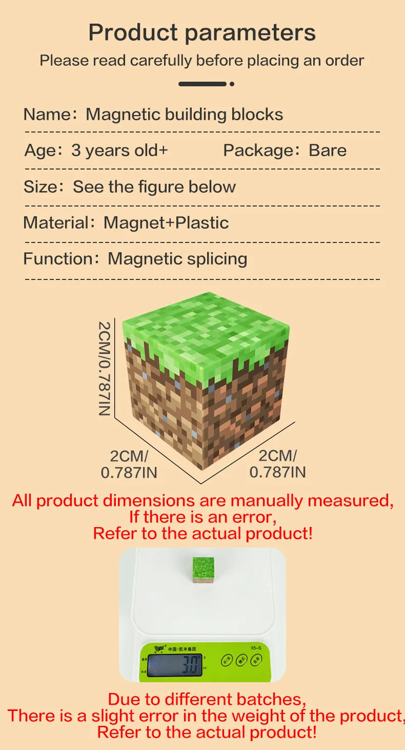 500PCS Magnetic Building Blocks Montessori STEM Educational Sensory Toys Mine World Magnet Cube Gifts For Kids Boys Girls