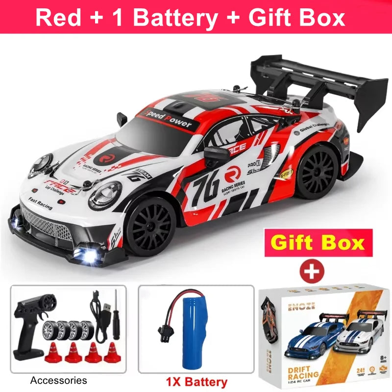 4WD RC Drift Car with LED Lights – 2.4GHz High Speed Off-Road Racing Truck
