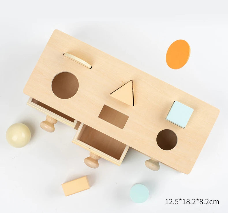 New Montessori Macaroon Color Spinning Drum Match Coin Box Permanent Box Round Rectangular Box Kids Sensory Toys for Baby Gifts