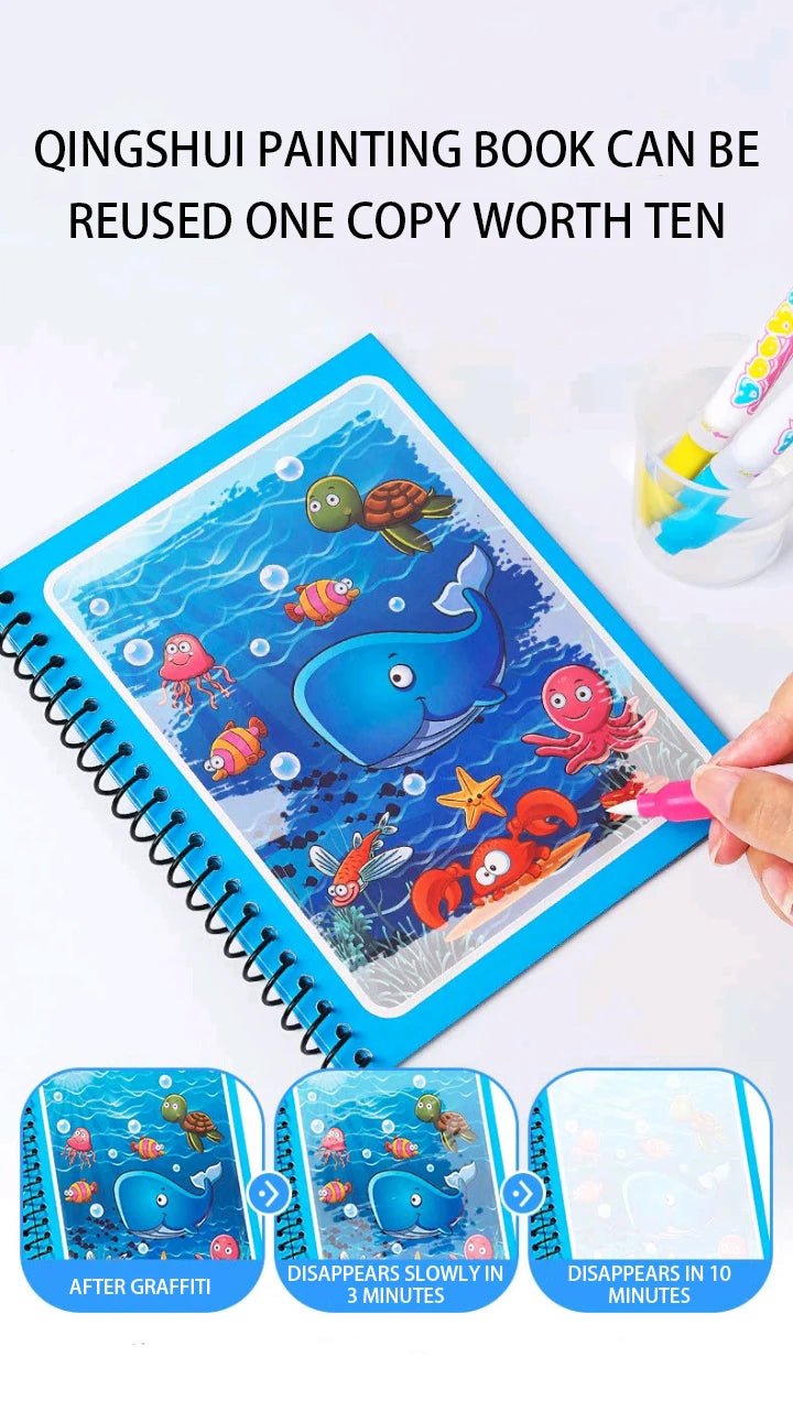 Magic Water Drawing Book – Reusable Montessori Coloring Toy for Kids