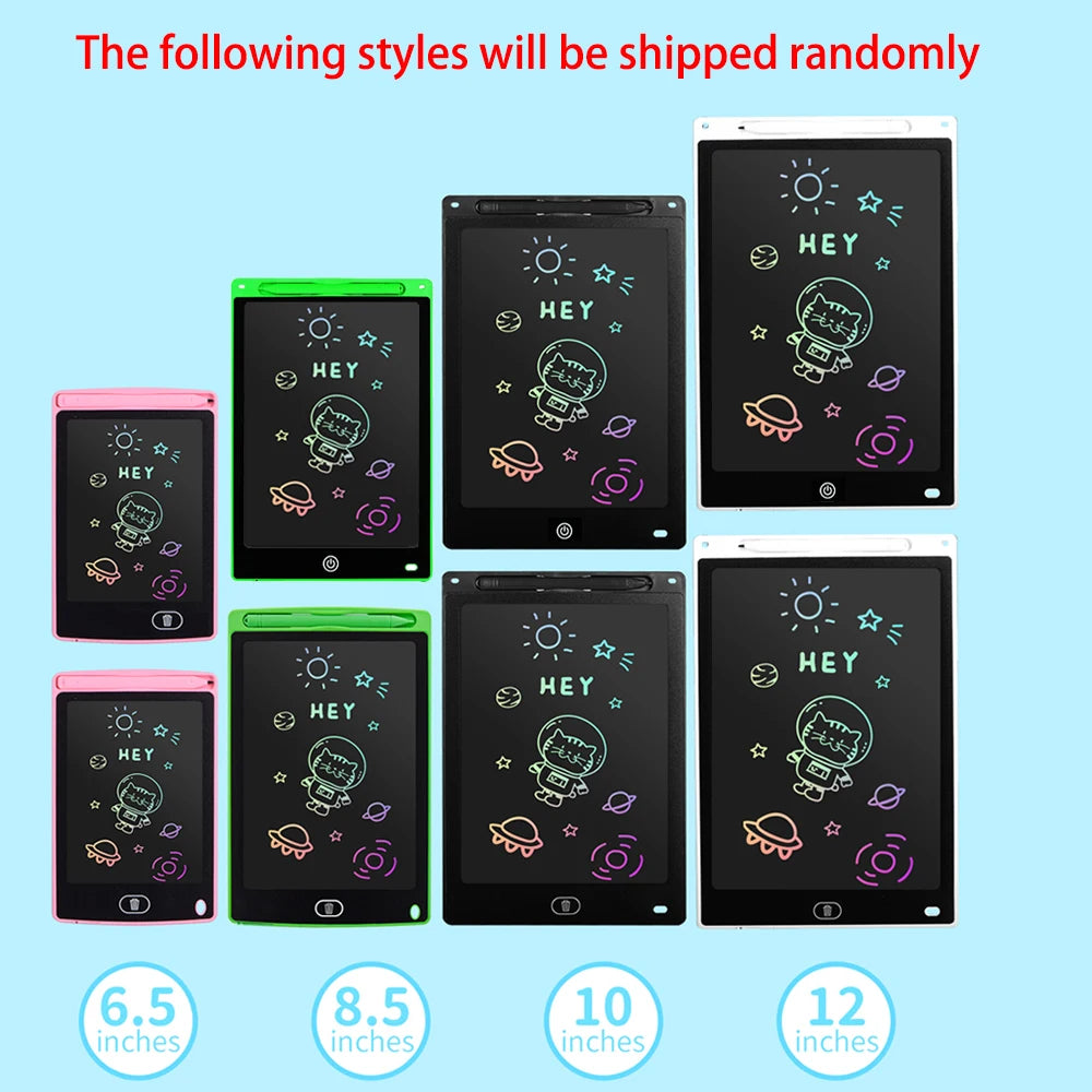 LCD Drawing Tablet for Kids – Rechargeable Erasable Writing Board 6.5–12 Inch
