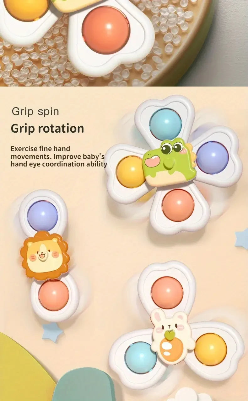 Suction Cup Spinner Toy – Baby Bath Sensory & Stress Relief Set (3-Pack)
